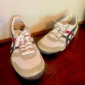 Onitsuka tiger shoes size 6.  Grey and white with black and red stripes